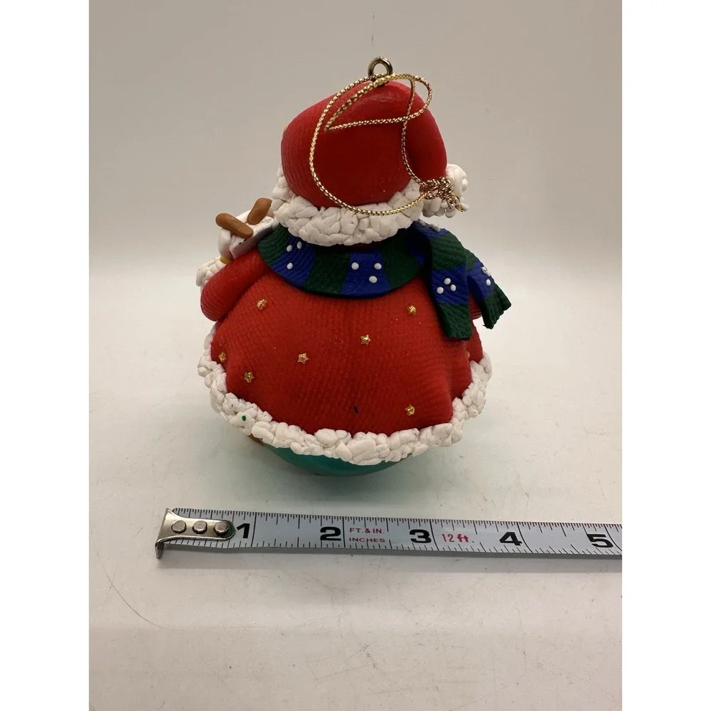 Handcrafted Christmas Cat Ornament Orange Tabby Santa Bell Polymer Clay‎